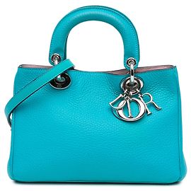 Borsa Diorissimo piccola in pelle di vitello blu Blu Turchese