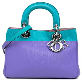 Dior-Dior Blue Small Calfskin Diorissimo Satchel-Blue,Turquoise