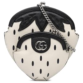 Gucci-Gucci White Leather Fruittini Strawberry Crossbody-White