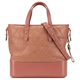 Chanel-Chanel Pink Medium Quilted Calfskin Gabrielle Shopping Satchel-Pink