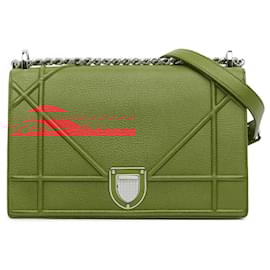 Dior-Dior Red Medium Grained Calfskin Diorama Flap-Red