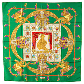 Hermès-Hermès Green Hommage a Charles Garnier Silk Scarf-Green