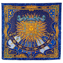 Hermès-Hermès Blue Carpe Diem Silk Scarf-Blue