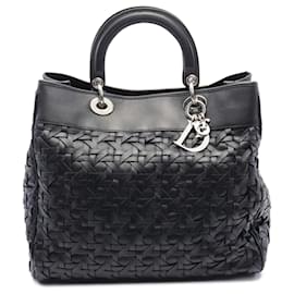 Dior-Dior Black Woven Lambskin Lady Dior Avenue Tote-Black
