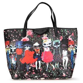 Givenchy Black Coated Canvas Cat Print Antigona Tote Black