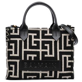 Bolsa B-Army em jacquard preto e couro de bezerro monograma Balmain Preto
