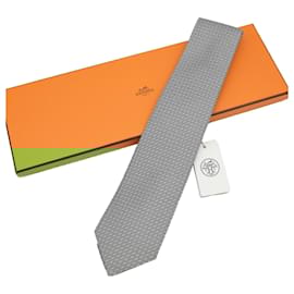 Hermès-Hermes Gray Silk Cravat-Brown