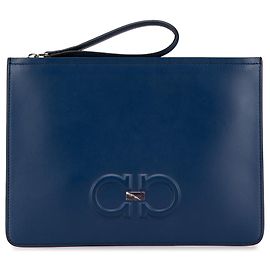 Salvatore Ferragamo Clutch in pelle Gancini blu Ferragamo Blu Blu scuro