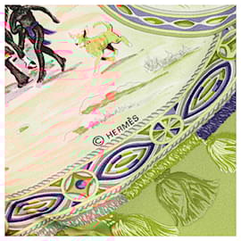 Hermès-Hermès Brown Cavaliers Peuls Silk Scarf-Brown,Beige