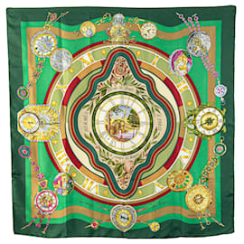 Hermès-Hermès Green Among the Flowers I Count the Hours Silk Scarf-Green
