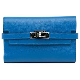Hermès-Portefeuille dépliant Kelly Epsom bleu moyen Hermès-Bleu