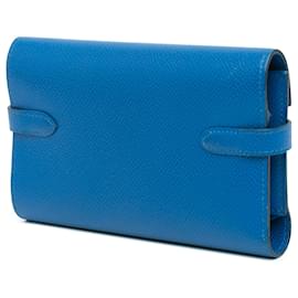 Hermès-Portefeuille dépliant Kelly Epsom bleu moyen Hermès-Bleu