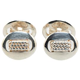 Hermès-Hermès Silver Sterling Silver Oval Cufflinks-Silvery