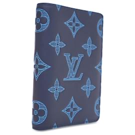 Louis Vuitton-Louis Vuitton Blue Monogram Shadow Pocket Organizer-Blue