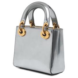 Dior-Dior Silver Mini Metallic Glazed Calfskin Lady Dior-Silvery