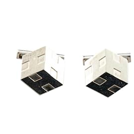Hermès-Hermès Silver Sterling Silver Cube H Cufflinks-Silvery