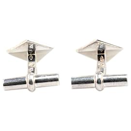 Hermès-Hermès Silver Sterling Silver Cube H Cufflinks-Silvery
