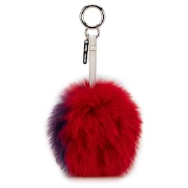 Fendi-Fendi Red Fur Pom-Pom Bag Charm-Red,Purple