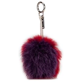 Fendi-Fendi Red Fur Pom-Pom Bag Charm-Red,Purple