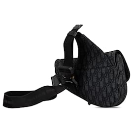 Dior-Dior Black Oblique Canvas Saddle Crossbody-Black