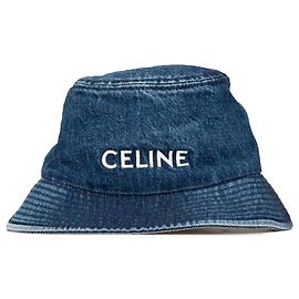 Céline Celine Blue Denim Logo Bucket Hat Blue