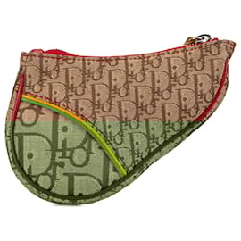 Dior-Dior Brown Diorissimo Rasta Saddle Coin Pouch-Brown,Beige