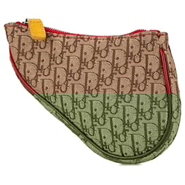 Dior-Dior Brown Diorissimo Rasta Saddle Coin Pouch-Brown,Beige