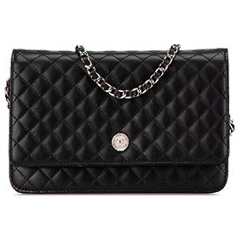 Chanel Schwarzes CC Microquilted Lambskin Wallet On Chain Schwarz