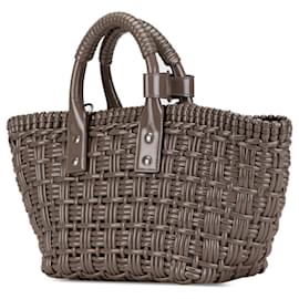 Balenciaga-Balenciaga Brown Faux Leather Bistro Panier XS-Brown