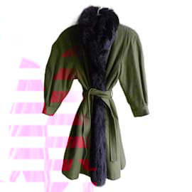 Yves Saint Laurent-Coats, Outerwear-Black,Red
