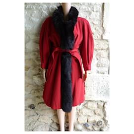 Yves Saint Laurent-Coats, Outerwear-Black,Red