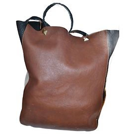 Borsa a spalla Sandro in pelle marrone nero Marrone Nero