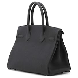 Hermès-Hermes Birkin 30 Handbag in Black Togo Leather-Black