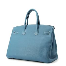 Hermès-Hermes Birkin 35 Handbag in Blue Jean Togo-Blue