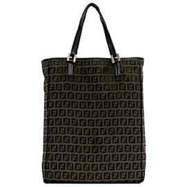 Fendi-Fendi Canvas and Leather Tote Bag-Brown,Black