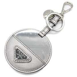 Portachiavi in pelle Saffiano Prada Argento