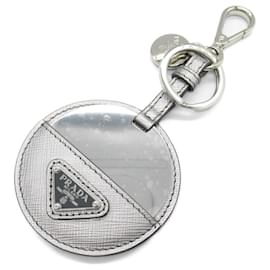 Prada-Prada Saffiano Leather Keyring-Silvery