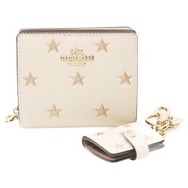 COACH Boxed Star Print Snap Wallet White