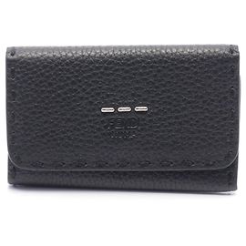 Fendi Selleria Leather Keycase Black