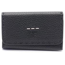Fendi-Fendi Selleria Leather Keycase-Black