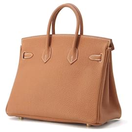 Hermès-Hermes Birkin 25 Handbag in Gold Togo Leather-Golden