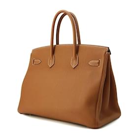 Hermès-Hermes Birkin 35 Handbag in Gold Togo Leather-Golden