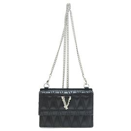 Versace Black Leather Business Card Case Black