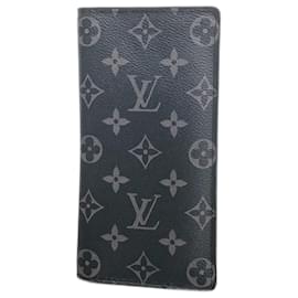 Louis Vuitton-Louis Vuitton Long Wallet Monogram Eclipse Portefeuille Brazza M61697-Black