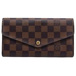 Louis Vuitton-Louis Vuitton Damier Portefeuille Sarah Bi-fold Long Wallet-Brown,Damier ebene