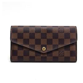 Louis Vuitton-Louis Vuitton Damier Portefeuille Sarah Bi-fold Long Wallet-Brown,Damier ebene