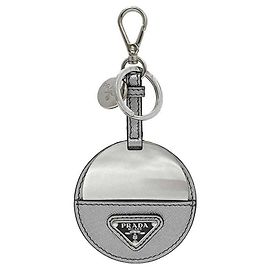 Charm per borsa in pelle Saffiano Prada Argento
