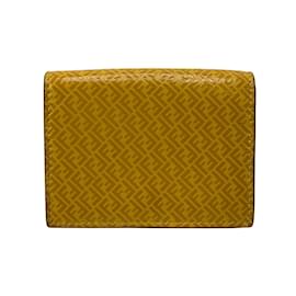 Fendi-Fendi Yellow Leather Tri-fold Wallet-Yellow