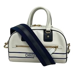 Christian Dior-Christian Dior Vibe Handbag-White,Navy blue