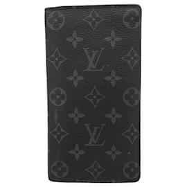 Louis Vuitton-Louis Vuitton Long Wallet Monogram Eclipse Portefeuille Brazza M61697-Black